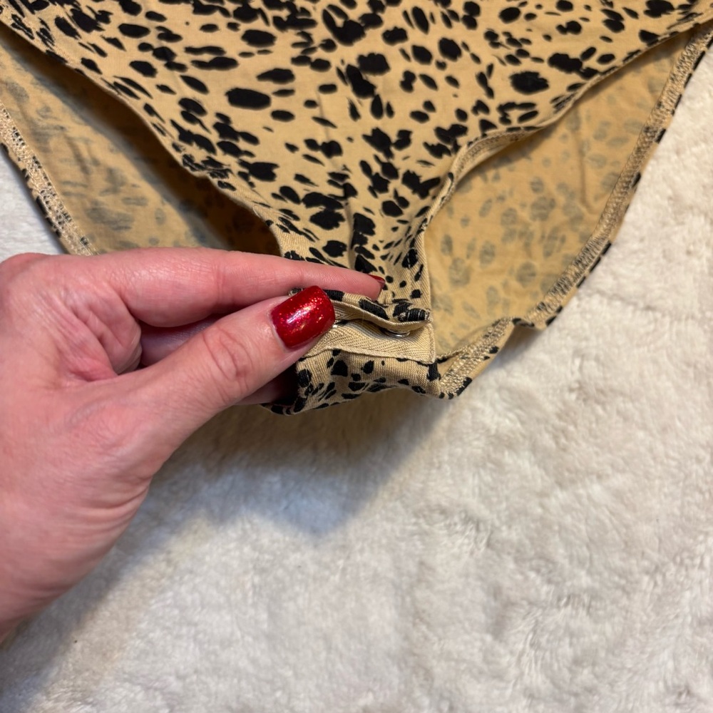 Daily Ritual Bodysuit Small Tan Black Animal Print Cotton Modal Elastane Stretch - Picture 6 of 12
